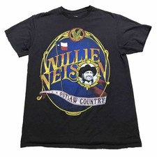Willie Nelson Outlaw Country Shirt Size Medium Black Zion Rootswear 100% Cotton