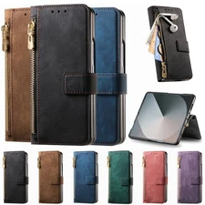 For Samsung Galaxy Z Fold 7 6 5 4 3 Zipper Wallet Card Stand Mag Safe 2 in1 Case