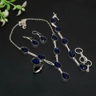 Iolite 925 Sterling Silver Pear Gemstone Handmade Beautiful Jewelry Set AAB 202