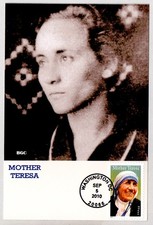 #4475 MOTHER TERESA STAMP FIRST DAY OF ISSUE BGC PHOTO CARD FDC