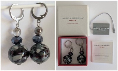 Antica Murrina Venezia Murano Glass Stone Earrings Handmade Italy OC5STAI2208