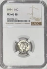 1944 P MERCURY DIME NGC GRADED MS 66 FB (FULL SPLIT BANDS) - BLAST WHITE!