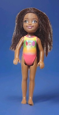 5'' Barbie Kelly Chelsea Sized Friend Child Doll In Summer Swimsuit Mattel 2016