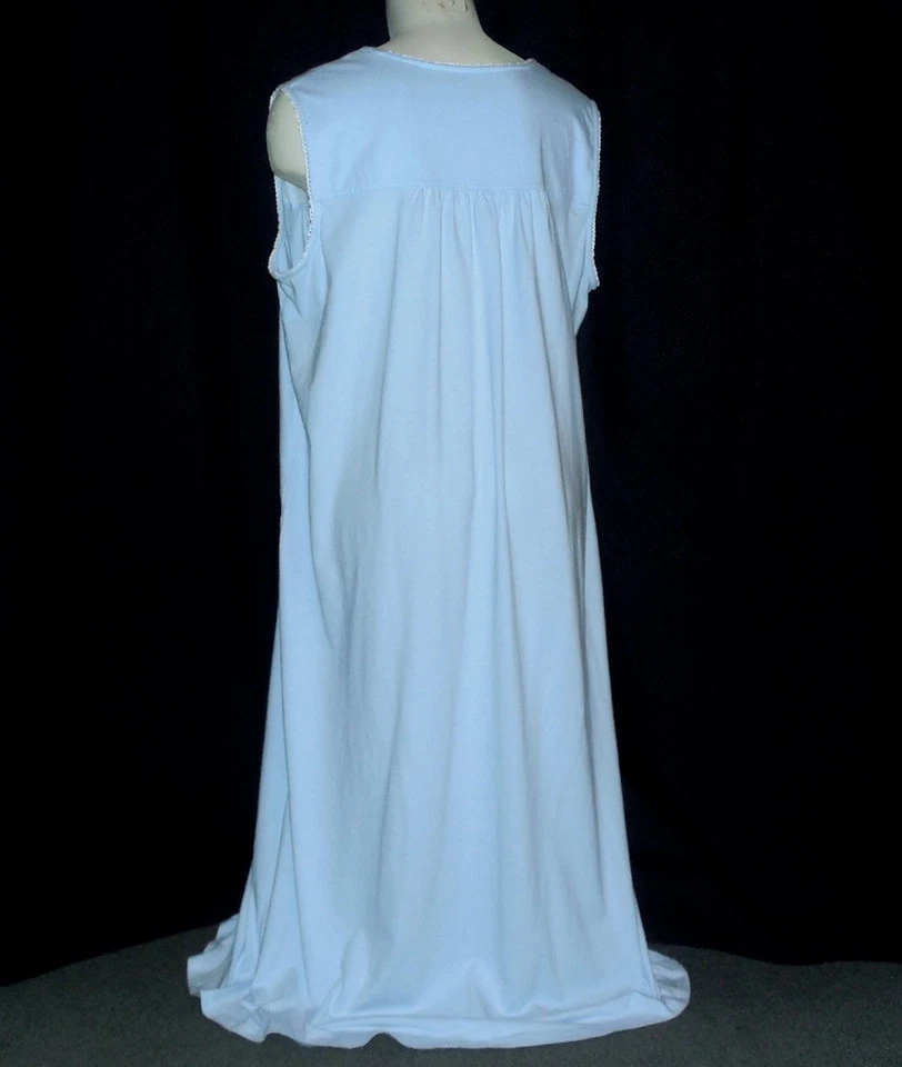 NEW CROFT & BARROW XL LIGHT BLUE COTTON/POLY KNIT SLEEVELESS MIDI NIGHTGOWN - Image 4 of 4