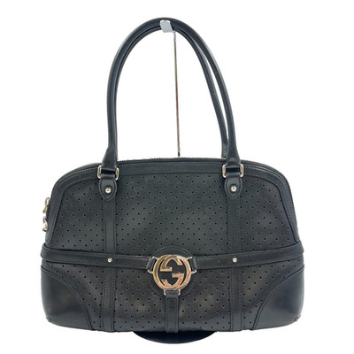 GUCCI Interlocking G Shoulder Bag Bostonbag 114887 Black Leather Japan