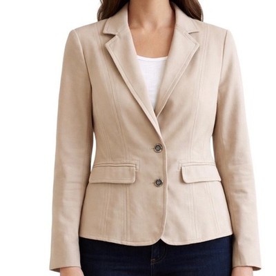 7th Avenue Designs NY & C Blazer Size 8 Beige Taylored Seam Line Capsule Office