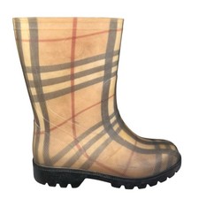 Burberry Kids Plaid Brown Waterproof Rain Boots Size US 11