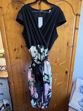 Lipsy London Black & Green Floral Jumpsuit Cropped Wide Leg Belted BNWT UK 18