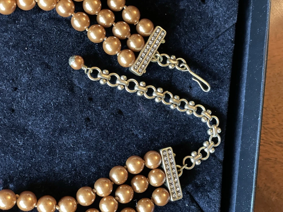 Collar Gargantilla Babero De Colección HEIDI DAUS Signature Acento Perlas Imitadas Topacio Naranja Foto 4 de 4