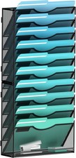 11-Tier Wall File Organizer Vertical Hanging Folder Rack Office Black