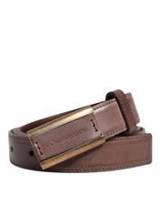 Dolce & Gabbana Brown Calf Leather Antique Buckle Men's Belt Authentic