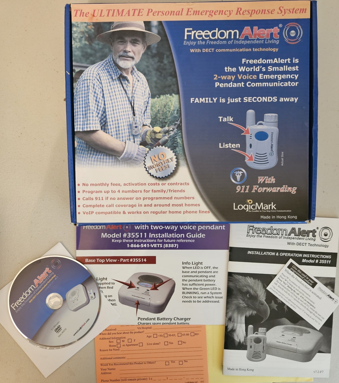 LogicMark Freedom Alert Fall Emergency System 35511 - Open Box - No Batteries