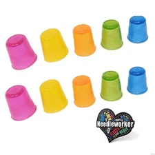 2 Flexible Rubber Thimble Sets for Hand Sewing and Quilting, 5 Sizes 14-18, A...