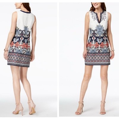 LAUNDRY BY SHELLI SEGAL MIDI SHIFT BEADED DRESS SIZE 12
