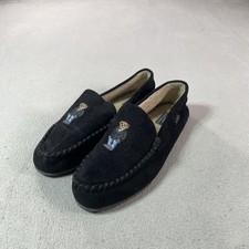 Polo Ralph Lauren Slippers Mens Size 10 Black Dezi IV Bear Moccasin Fur Lined