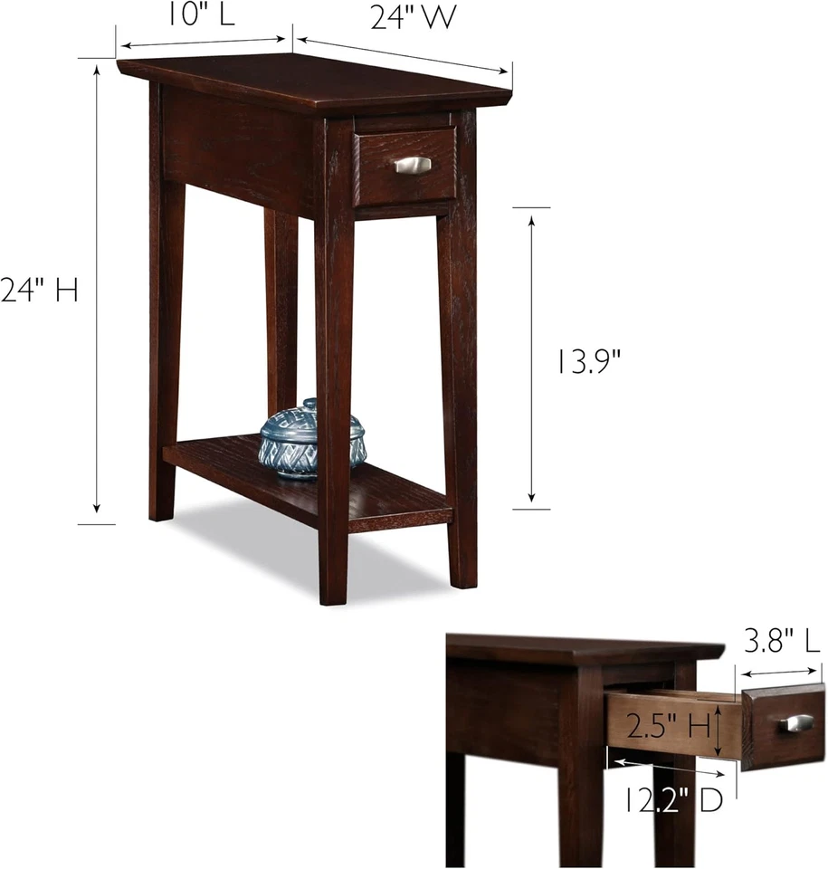 15-In Wide End Table, Solid Wood Construction, One Drawer, One Lower Shelf, Narr - Image 3 of 4