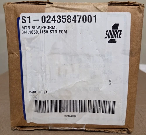 S1-02435847001 BLOWER MOTOR 3/4 HP, 1050 RPM, 115 VOLT GENTEQ, SOURCE1 NEW