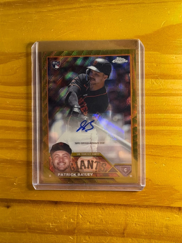 Patrick Bailey 2023 Topps Chrome Update Gold Wave RC Auto /50