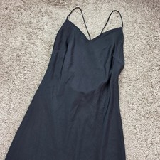 Fabletics Slip Dress Womens Small Black V-Neck Crisscross Strap Midi Side Slit