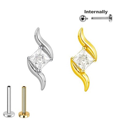 1,2mm Titan Labret Flammen Kristall Ohr Helix Tragus Lobe Piercing Gold Silber