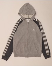 Adidas Mens Zip Hoodie Sweater Medium Grey Flecked Cotton CQ18
