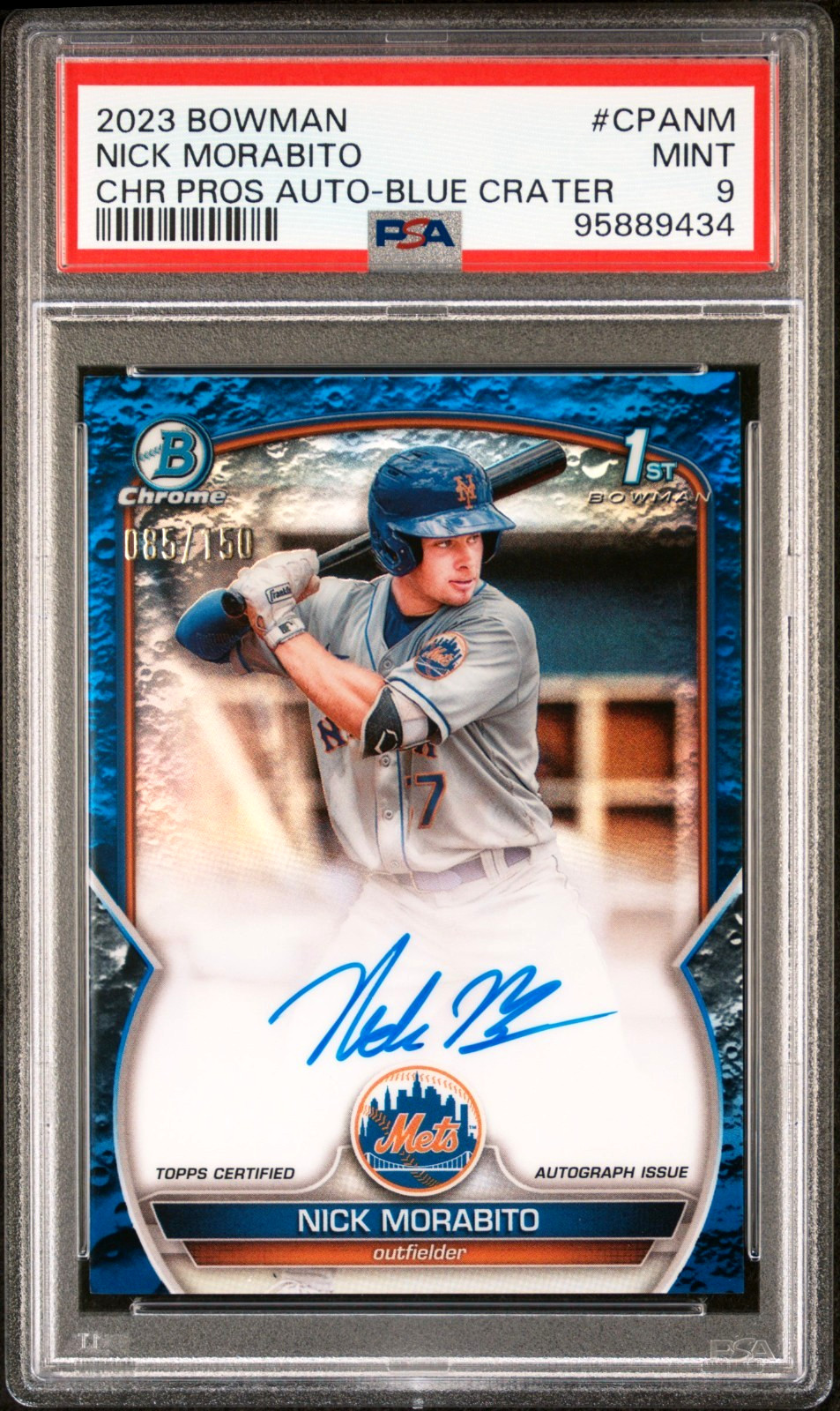 2023 1st Bowman BLUE Lunar Crater RC AUTO Nick Morabito PSA 9! Autograph /150