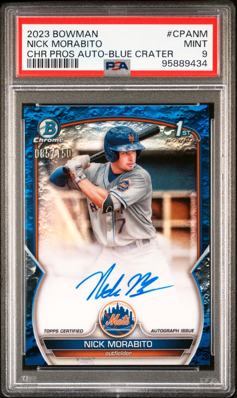 2023 1st Bowman BLUE Lunar Crater RC AUTO Nick Morabito PSA 9! Autograph /150