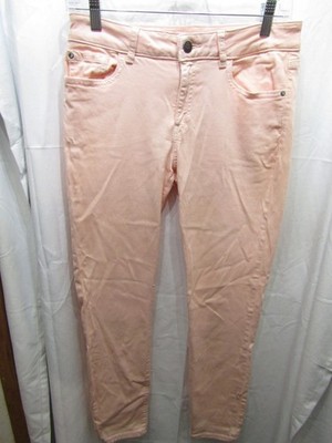 WOMENS WARP WEFT SKINNY STRETCH PINK PANTS SIZE 27 INSEAM 28'' WAIST FLAT 15''