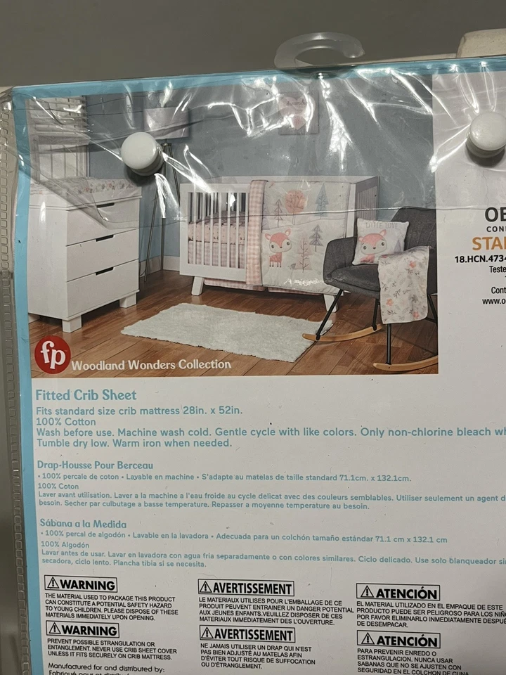 NUEVA Sábana para Cuna Fisher Price Woodland Wonders Bosque Temática Rosa Algodón Ajustada Foto 3 de 3