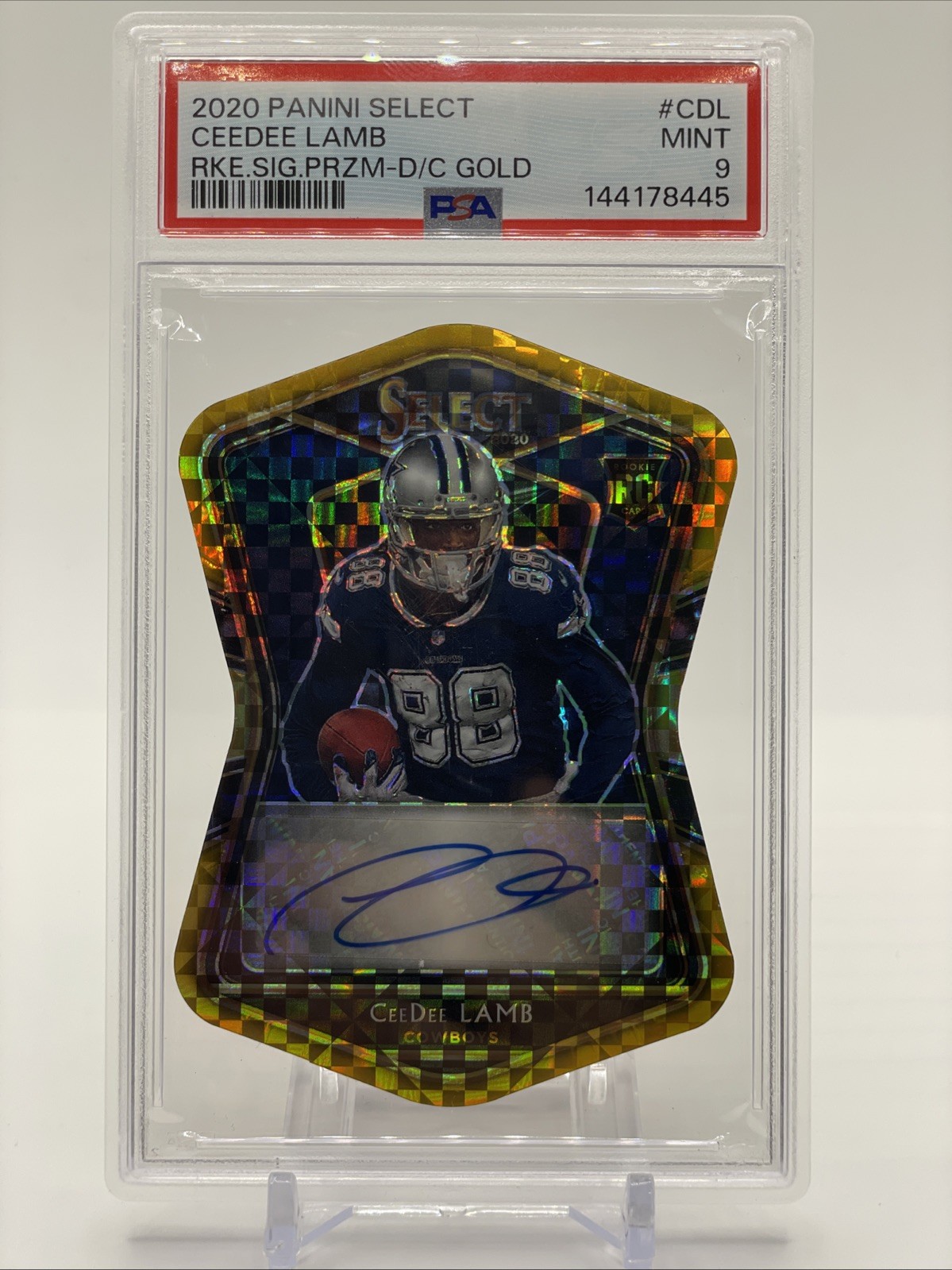 2020 Panini Select - Rookie Sign. CeeDee Lamb #RS-CDL D/C Gold  /10 (RC) PSA 9