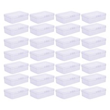 30pcs Clear Plastic Containers - Rectangle Small Storage Boxes with Hinged Lids