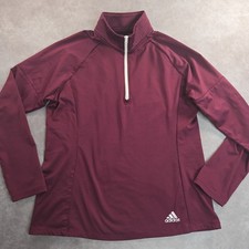 Adidas Golf 1/4 Zip Pullover Shirt Womens Large Sweatshirt Fleece Active Maroon