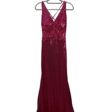 NWT Hebeos Pink Sequin Floor Length Sleeveless Gown Prom Dress