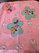 Rare Minnie Mouse Vintage Disney Flat Bed Sheet Pillowcase Flowers Butterly HTF
