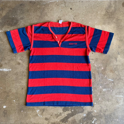 70s - 80s VINTAGE HANG TEN SURF BRAND TERRY CLOTH STRIPED HENLEY T