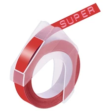 White on Red 3D Tapes 9mm for DYMO Organizer Express Pro Embossing Label Maker