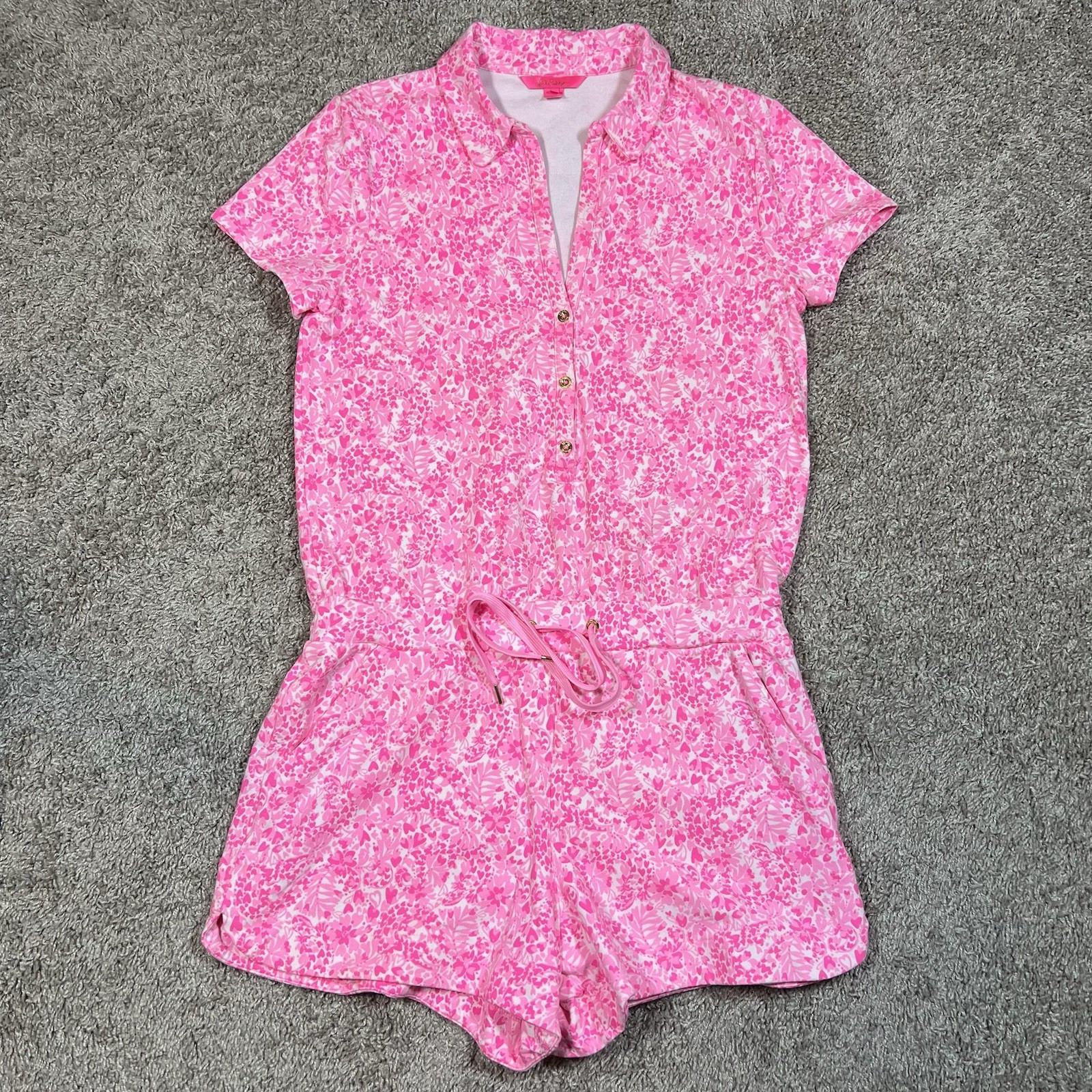 Lilly Pulitzer Jorgie Romper Large Pink Shandy Invest A Gator Resort Cruise