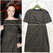 Authentic, Excellent Condition Gucci Twisted Dress with Ribbon, Green, Size 38