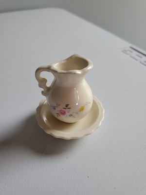 Vintage Duncan Enterprises 1976 Floral Miniature Pitcher & Bowl MCM 