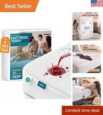 Deep Pocket Queen Mattress Protector - Waterproof  Durable Fitted Sheet
