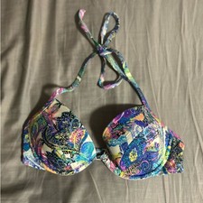 Victoria's Secret Multicolor Paisley Halter Bikini Top Size 34D
