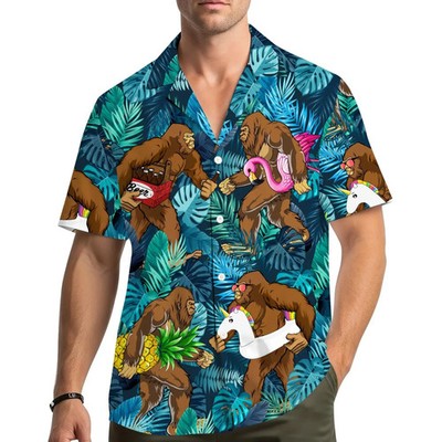 Tropical Bigfoot Flamingo Hawaiian Shirt Sasquatch Beer Aloha Unisex Youth