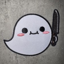 3" Embroidered Ghost Patch, Halloween Sew-On Patch