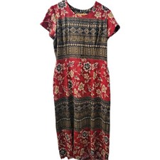 Vintage Part Exellence Boho Y2K Maxi Wrap Dress Floral Tribal Print 14 M Hippie