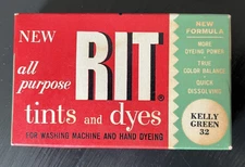 Vintage Rit Fabric Dye Kelly Green Box Advertising Graphics Concentrated Dye