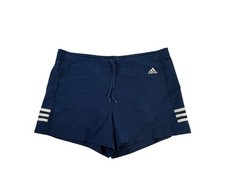 Vintage Adidas Shorts Men Medium Navy Blue Stripes Athletic Training Running 90s
