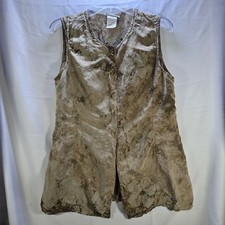 Vtg 90s Nina Piccaino Womens 10 Sleeveless Top Brown Stone Buttons Made In USA