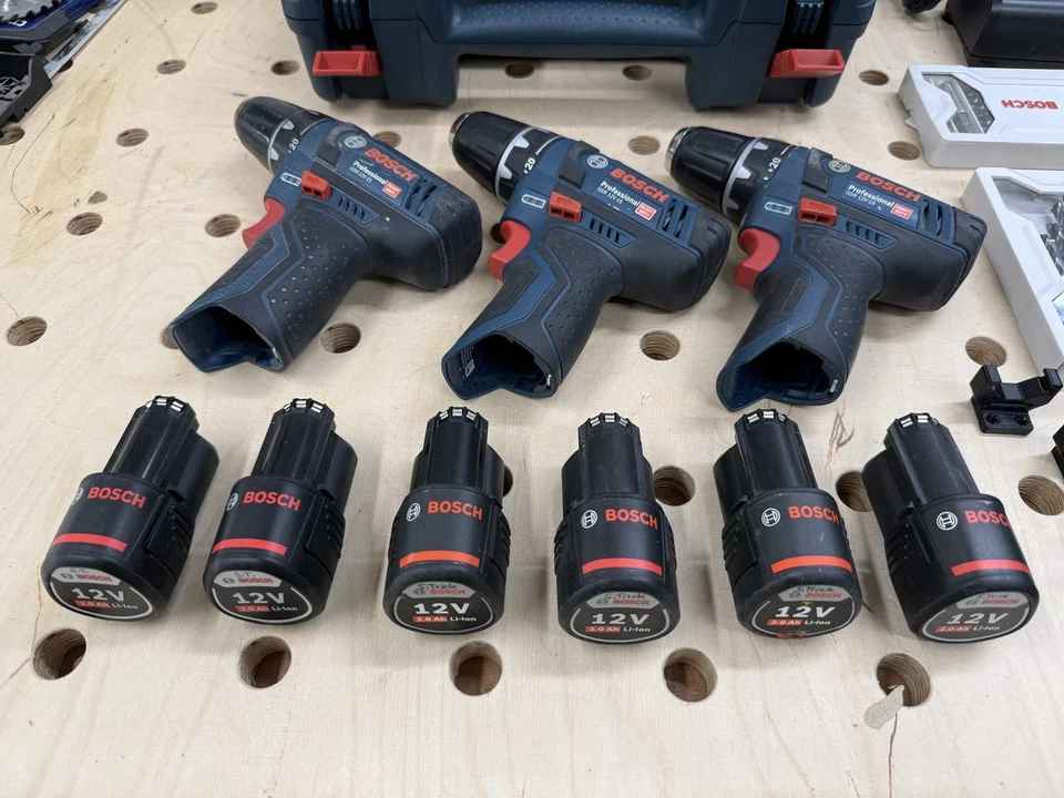 Bosch Professional 3x Akku-Bohrschrauber GSR 12 V-15 inkl. 6 Akkus 2,0 Ah - uvm! - Bild 2 von 4