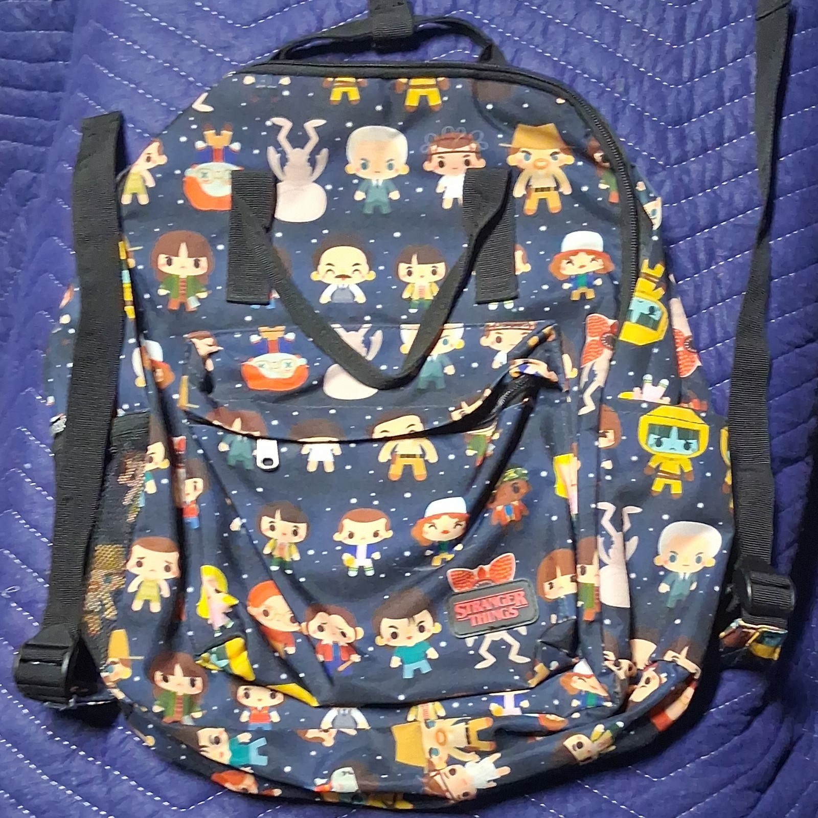 Stranger Things Loungefly Blue Multicolor Cartoon All-Over Backpack