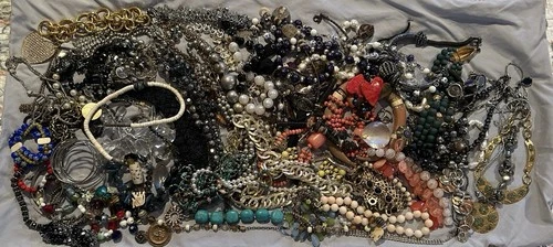 Vintage Costume Jewelry Lot 11 Lbs. 14 Oz. Crafts  Mostly Wearable Or Resell